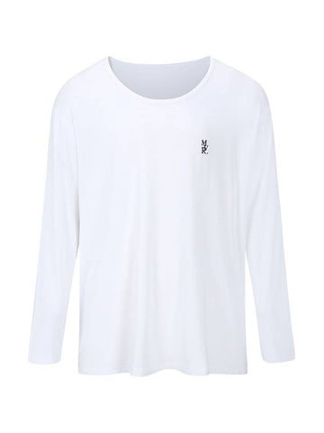 Logo Wide U Neck Long Sleeve T-Shirt White - MAVRK - BALAAN 1