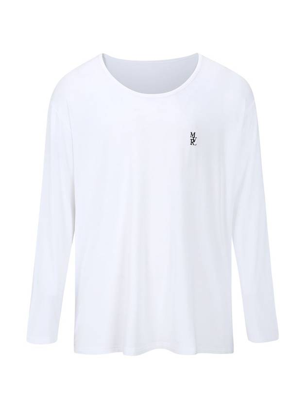 Unisex MVR Logo Wide U-neck Long Sleeve T-Shirt White - MAVRK - BALAAN 1