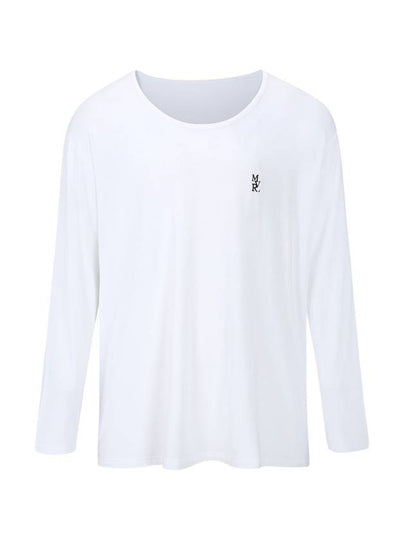 Unisex MVR Logo Wide U-neck Long Sleeve T-Shirt White - MAVRK - BALAAN 2