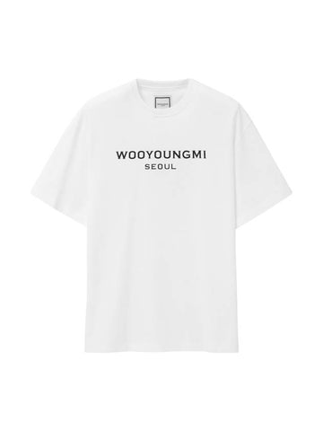 Logo Print Cotton Short Sleeve T-Shirt White - WOOYOUNGMI - BALAAN 1