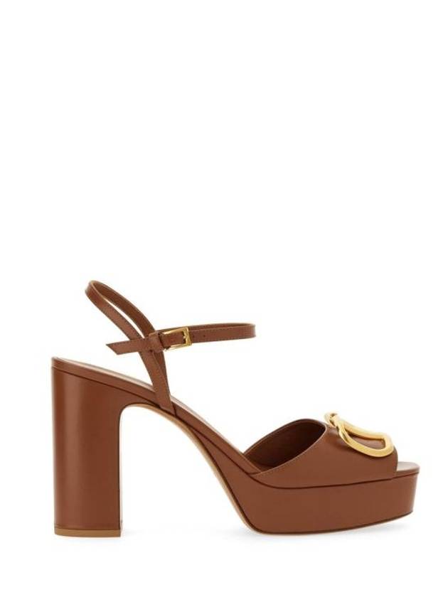 V Logo Signature Sandal Heels Brown - VALENTINO - BALAAN 1