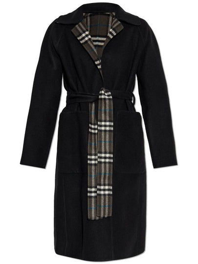 Check Reversible Tunbridge Wrap Wool Single Coat Black - BURBERRY - BALAAN 2