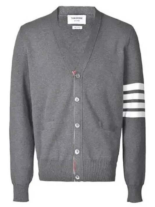 Milano Stitch 4-Bar Cardigan Medium Grey - THOM BROWNE - BALAAN 2