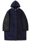 Men's Oversized Wool Mix Duffel Coat Navy - AJOBYAJO - BALAAN 1