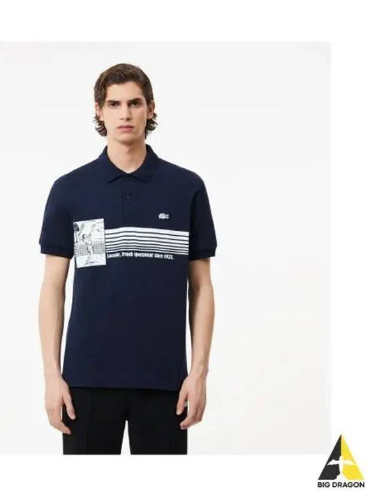 Men s L1212 MIF Tennisman Graphic Polo Navy - LACOSTE - BALAAN 1