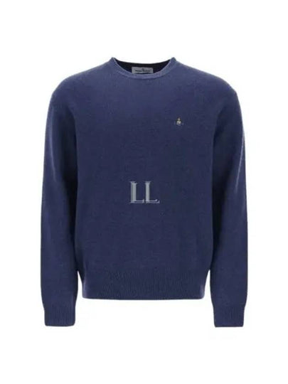 ORB Embroidered Crew Neck Knit Top Blue - VIVIENNE WESTWOOD - BALAAN 2