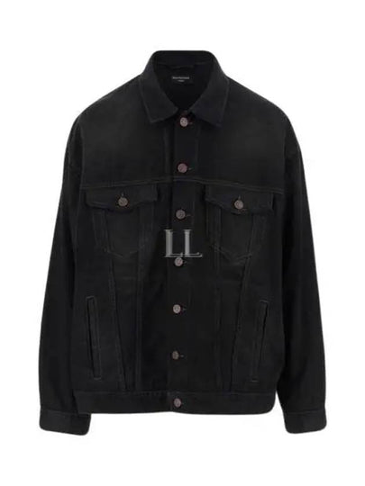 Political Campaign Logo Oversized Denim Jacket Black - BALENCIAGA - BALAAN 2