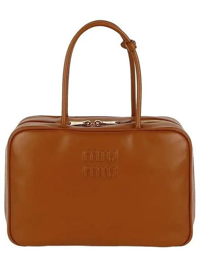 Leather Beau Tote Bag Cognac - MIU MIU - BALAAN 2