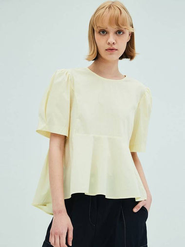 Back Ribbon Detail Peplum Blouse Yellow - OPENING SUNSHINE - BALAAN 1