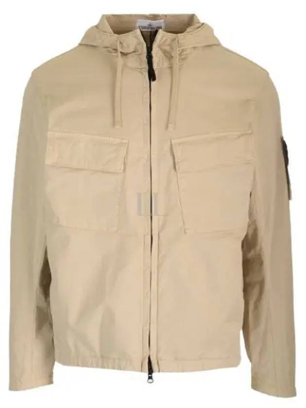 Cotton Twill Stretch Hooded Jacket Beige - STONE ISLAND - BALAAN 2