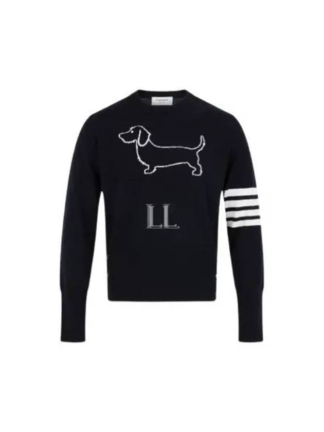 Hector 4-Bar Crewneck Pullover Merino Wool Knit Top Navy - THOM BROWNE - BALAAN 2