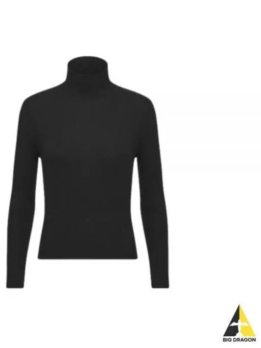 Long Sleeve Cashmere Silk Turtleneck Black - DIOR - BALAAN 2