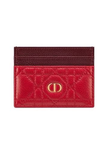 Caro Freesia Calfskin Card Wallet Red - DIOR - BALAAN 1