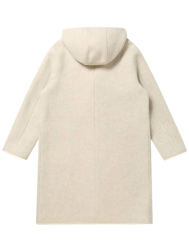 Premium Cashmere Blended Hooded Single Coat Ivory - SOLEW - BALAAN 3