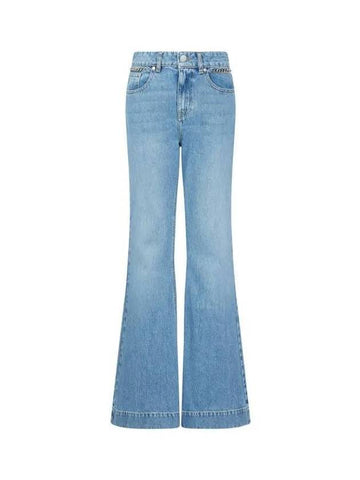 STELLA McCARTNEY Chain embellished flare denim pants indigo - STELLA MCCARTNEY - BALAAN 1