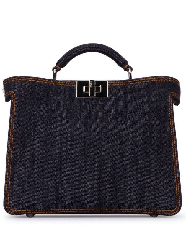 Peekaboo ISeeU Mini Denim Tote Bag Navy Blue - FENDI - BALAAN 2