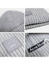 Face Patch Ribbed Wool Beanie Grey - ACNE STUDIOS - BALAAN 6
