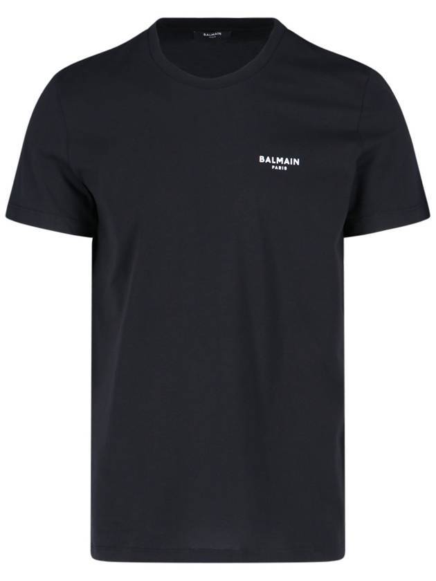 Logo Print Eco Responsible Cotton Short Sleeve T-Shirt Black - BALMAIN - BALAAN 1