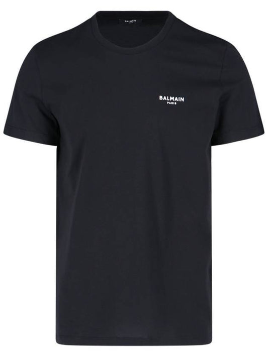 Logo Print Eco Responsible Cotton Short Sleeve T-Shirt Black - BALMAIN - BALAAN.