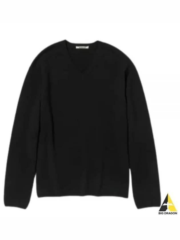 FELTED WOOL KNIT V NECK PO BLACK A23AP02SF - AURALEE - BALAAN 1