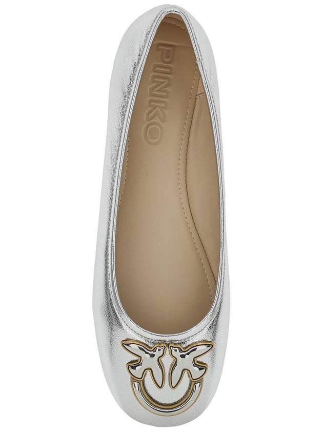 Metallic 'Gioia 03' Ballet Shoes With Love Birds Diamond Cut Logo On The Front In Laminated Leather Woman - PINKO - BALAAN 4