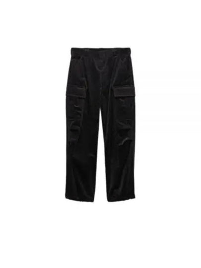 Cargo Pocket Corduroy Straight Pants Black - PRADA - BALAAN 2