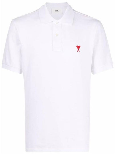 Small Heart Logo Polo Shirt White - AMI - BALAAN 2