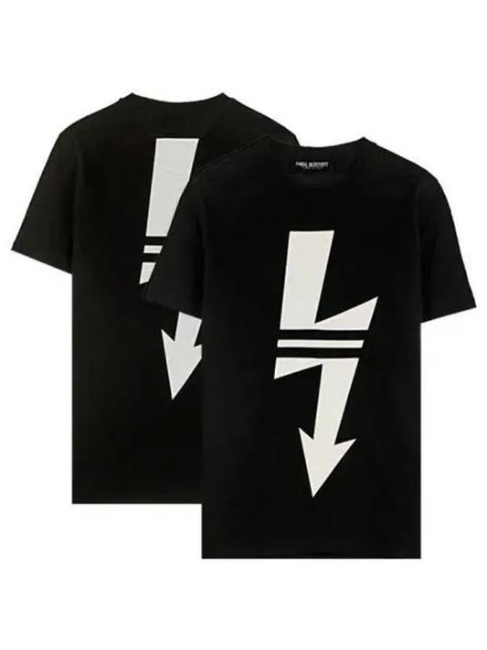 Men's Thunderbolt Short Sleeve T-Shirt Black - NEIL BARRETT - BALAAN 2