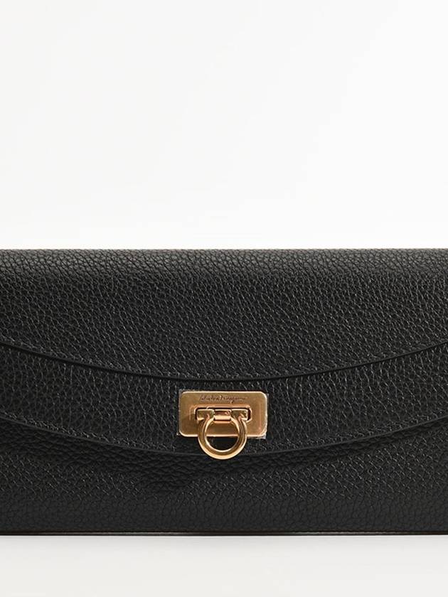 Gancini Continental Flap Long Wallet Black - SALVATORE FERRAGAMO - BALAAN 2