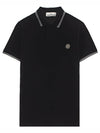 Men's Two Line Wappen Patch Short Sleeve Polo Shirt Navy - STONE ISLAND - BALAAN.