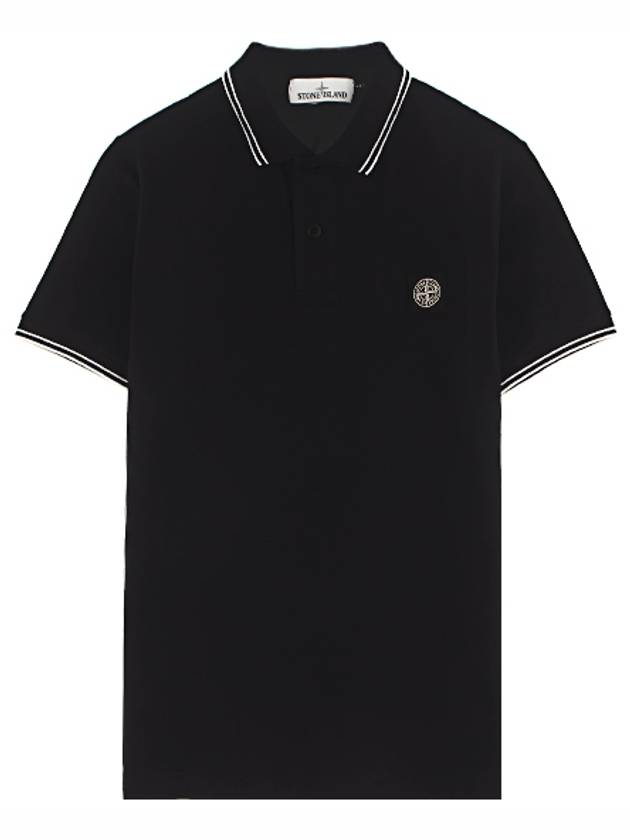 Men's Two Line Wappen Patch Short Sleeve Polo Shirt Navy - STONE ISLAND - BALAAN.