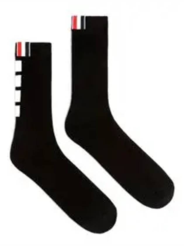 Athletic Terry Stitch 4 Bar Crew Socks Black - THOM BROWNE - BALAAN.