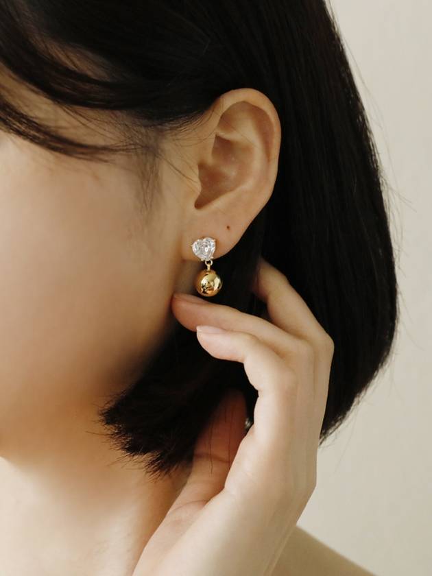 Heart Cubic Drop Earrings Gold - SOSOO - BALAAN 3