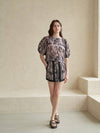 leopard print color combination silk organza mini skirt - CAHIERS - BALAAN 3