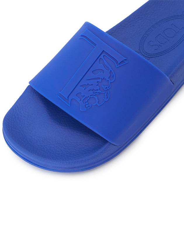T Logo Flat Slippers Blue - TOD'S - BALAAN.