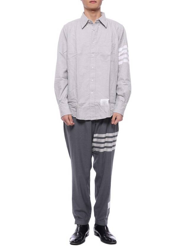 4 Bar Stripe Plain Weave Track Pants Medium Grey - THOM BROWNE - BALAAN 4