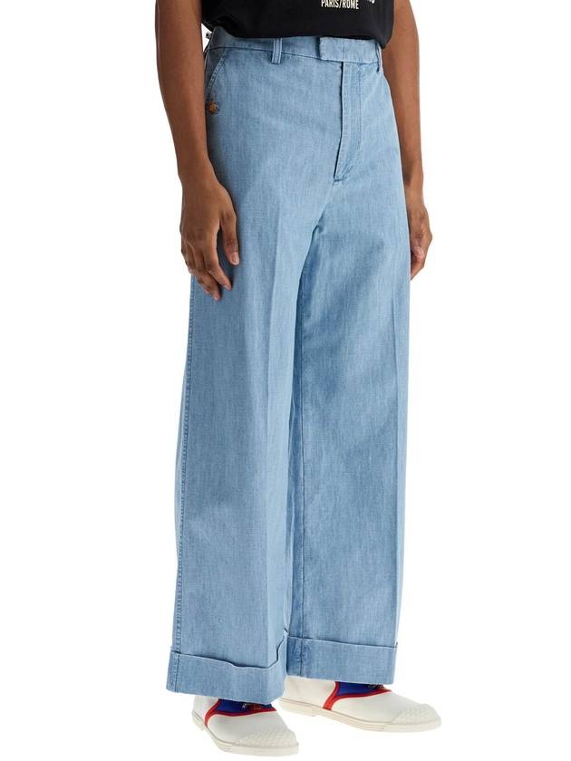 wide cropped fit denim pants - VALENTINO - BALAAN 2