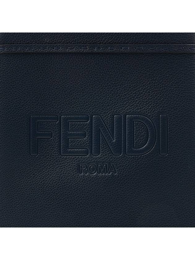 Mini Logo Leather Tote Bag Navy - FENDI - BALAAN 7