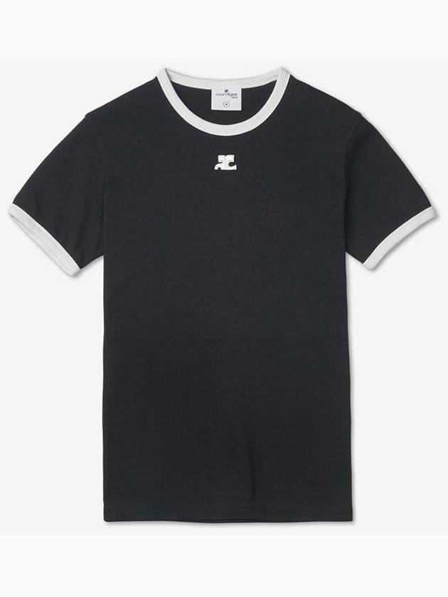 Bumpy Contrast Re-Edition Short Sleeve T-Shirt Black - COURREGES - BALAAN 2