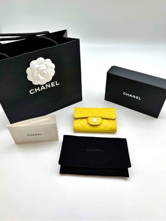 Classic Gold Hardware Grained Calfskin Card Wallet Yellow - CHANEL - BALAAN 6