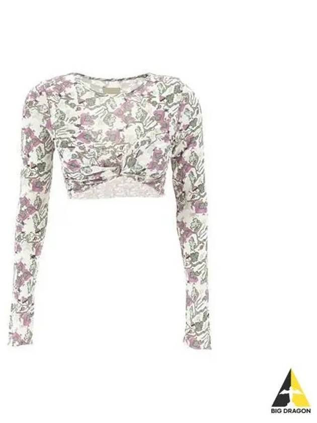 Women s Flower Twist Crop Top Long Sleeve Multi HT0068FA A1K33I - ISABEL MARANT - BALAAN 1