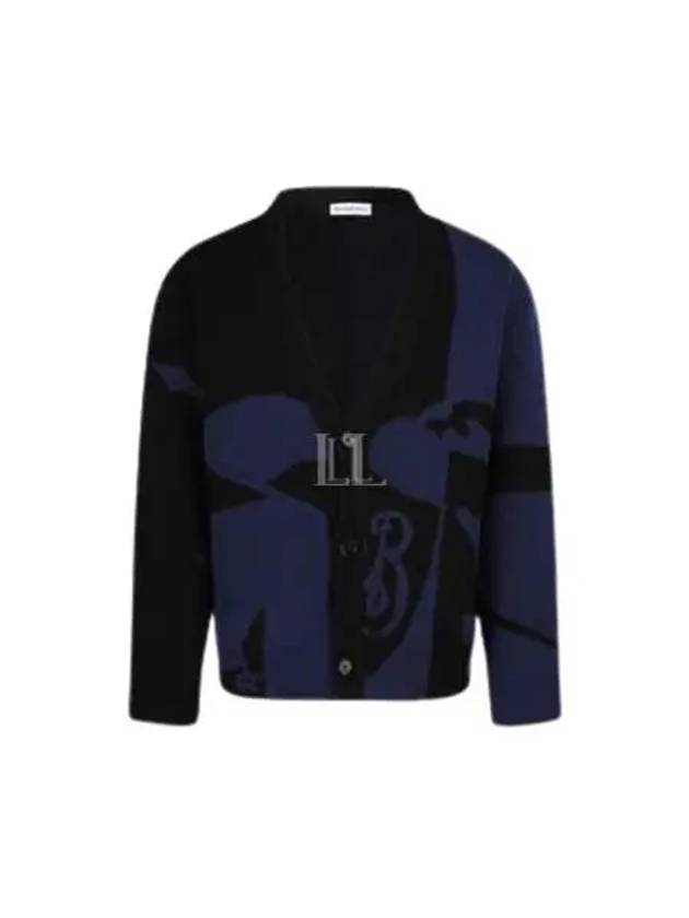 EKD Logo Wool Cardigan Navy Black - BURBERRY - BALAAN 2