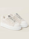 Logo Shearling Low Top Sneakers White - MIU MIU - BALAAN 2