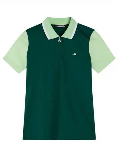 Women's Antonia Short Sleeve Polo Shirt Rain Forest - J.LINDEBERG - BALAAN 2