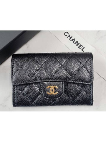 Classic card wallet caviar black gold AP0214 sticker new model - CHANEL - BALAAN 1