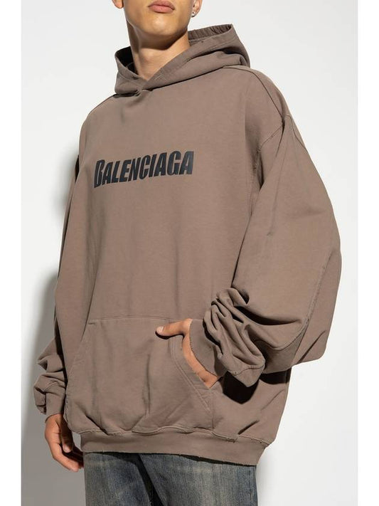 Destroyed Oversized Hoodie Brown - BALENCIAGA - BALAAN 1