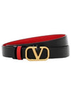 V Logo Signature Reversible 40MM Leather Belt Black Red - VALENTINO - BALAAN 2