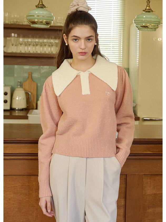 Women's Ether Collar Wool Knit Top Pink - MICANE - BALAAN 2