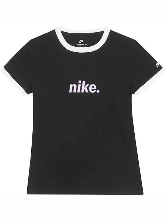 Women's Ringer Short Sleeve T-Shirt Black - NIKE - BALAAN 3