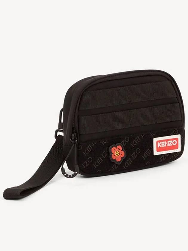 Logo Flower Patch Mini Cross Bag Black - KENZO - BALAAN.